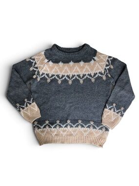 Cozy Nordic 100% Mohair Fair Isle Knit Sweater